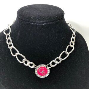 GUESS SILVER TONE LOGO‎ CHUNKY NECKLACE NEW WITH TAG